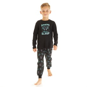 Threadboys Jongens Gamers Slapen Nooit Pyjama Set Zwart