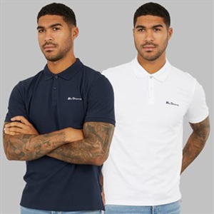 Ben Sherman Heren Set van 2 Poloshirts Donkerblauw/Wit