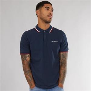 Ben Sherman Heren Twin Tipped Polo Shirt Dark Navy