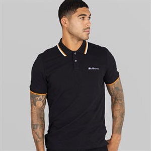Ben Sherman Heren Twin Tipped Polo Shirt Zwart