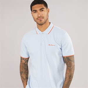 Ben Sherman Heren Twin Tipped Polo Shirt Pale Blue