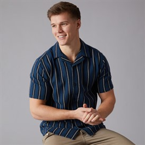 C.R.C. Heren Bessen Shirt Teal/Wit/Zwart