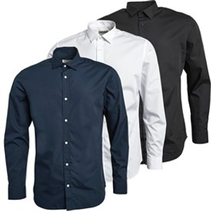 JACK & JONES Heren Joseph Drie-pack Langarm Shirts Navy/Wit/Zwart
