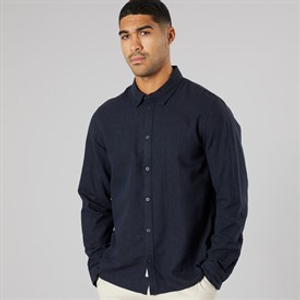 Solid Heren Lange Mouw Shirt Insignia Blue