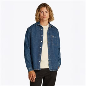 Tommy Jeans Heren Normale Lange Mouw Overhemd Denim Medium