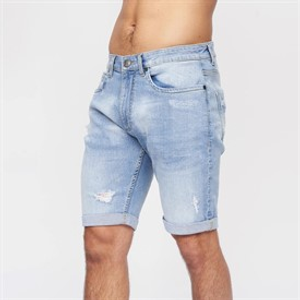 Crosshatch Herenshorts RipTrey met krasdetail Denim Lichtgewassen