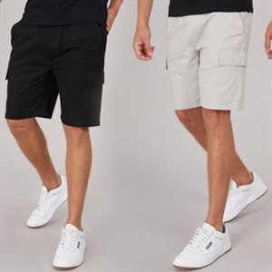 Crosshatch Herenshorts Kathos Set van 2 Cargo Grijs/Zwart