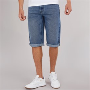 Crosshatch Heren Tillforth Baggy Denim Shorts Stonewash