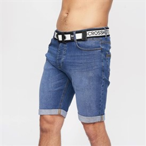 Crosshatch Herenshorts van denim in mid-wash