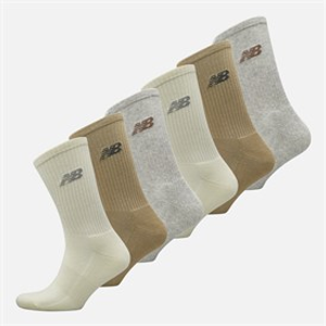 New Balance Elke Dag Six Pack Crew Sokken Grijs/Bruin/Beige
