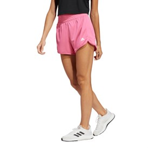adidas Dames Pacer Essentials Gebreide Hoge Taille Shorts Pink Fusion/Wit