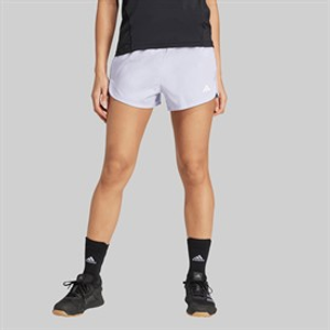 adidas Damen Pacer Training 3 Streifen Gewebte High Rise Shorts Violet Tone/Weiss