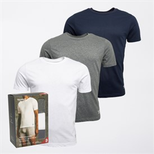 Reebok Herren Santo 3er-Pack T Shirts Marineblau / Grau Meliert / Weiss
