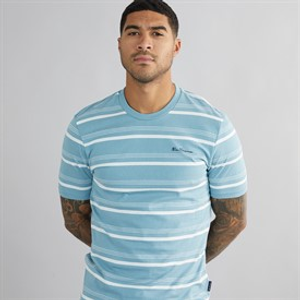 Ben Sherman Heren Fijn Gestreept T-Shirt Petrol