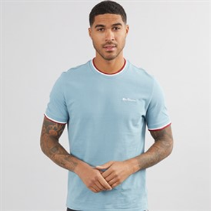 Ben Sherman T-shirt met pique-boord Petrol heren