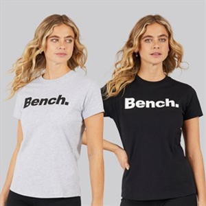 Bench T-shirts Dames Grammen Set van 2 Zwart/Grijs Melange