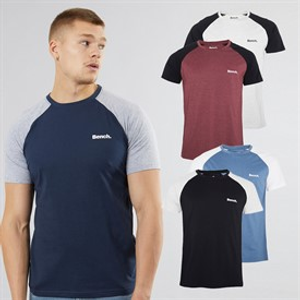 Bench T-shirts Heren Trova Vijf Pack Zwart/Marine/Bordeaux Melange/Denim Melange/Ecru Melange