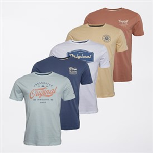 Crosshatch Heren Tryplex Vijf Pack T-shirts Assorted