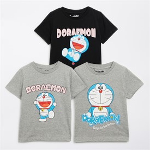 Doraemon Meisjes Drie Pak T-Shirts Multi