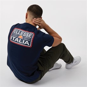Ellesse Heren Benzina Heritage Rug Logo T-Shirt Marineblauw