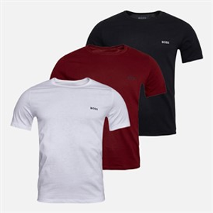 Hugo Boss Heren Drie Pak T-shirts Wit/Burgundy/Zwart