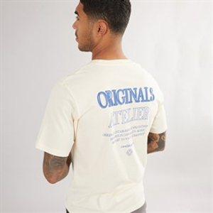 JACK & JONES Heren Santorini Back T-shirts Ecru