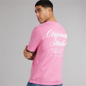 JACK & JONES Heren Norrebro Typo T-shirt Prism Roze