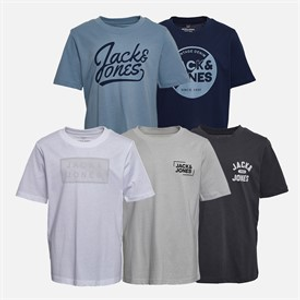 JACK & JONES Jongens Andrew Vijf Pack T-Shirts Zwart