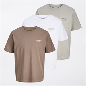 JACK & JONES Herenshirt Jeff Orion Driepack Falcon/Geistgrijs/Wit