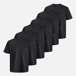 JACK & JONES Heren Breeze Standaard Set van 6 T-Shirts Zwart