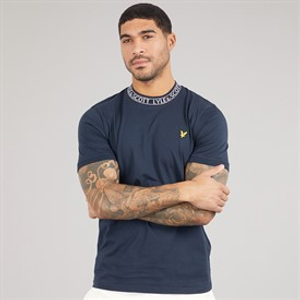 Lyle And Scott Vintage Heren Logo Geribbelde T-shirt Y070 Dark Navy/Bone White