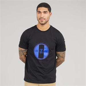 Lyle And Scott Vintage Herren Sportliches Distel Motiv T Shirt X779 Jet Black/Now Blue