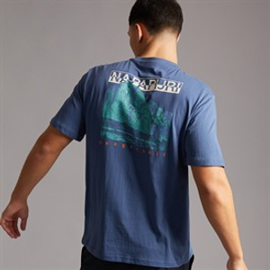 Napapijri Heren Mirada T-shirt met grafische print op de rug Blue Infinity