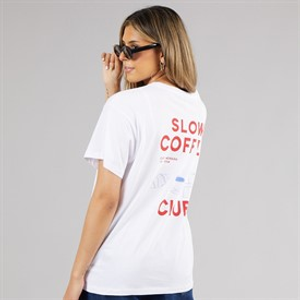 Pieces Dames oversized grafisch T-shirt wit Coffee