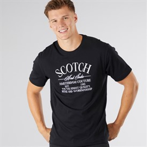 Scotch & Soda Heren Graphic T-Shirt Zwart / Rood