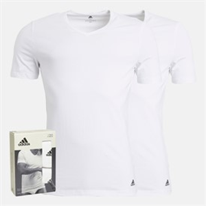 adidas Heren Active Flex Katoen Set van 2 V-Hals T-Shirts Wit