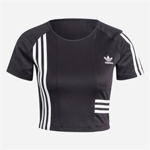 adidas Originals Dames 3 strepen cropped T-shirt Zwart