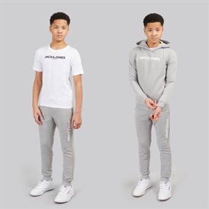 JACK & JONES Jongens Rarry Driedelig Trainingspak En T-shirt Set Alloy / Wit