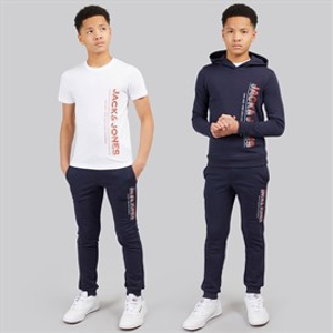 JACK & JONES Junior Jwhnew Structuur Drie Delen Trainingspak En T-shirt Set Navy Blazer