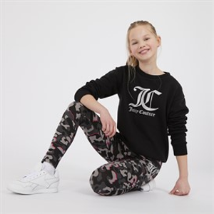 Juicy Couture Oversized trui met ronde hals Meisjes en broek met abstracte print - Trainingspakset zwart