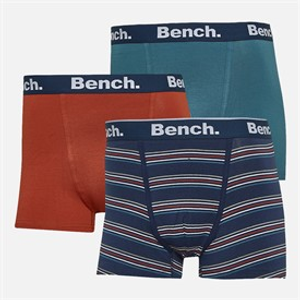 Bench Heren Dairmont Drie Pak Boxer Shorts Garen Geverfd Sripes/Donkerroest/Vervaagde Teal