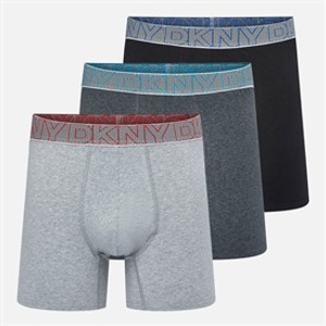 DKNY Heren Dansville Drie Pak Langere Lengte Boxerbroekjes Zwart/Charcoal/Grey Marl