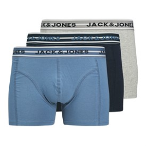 JACK & JONES Heren Peter Effen Drie Pack Boxer Broekjes Navy Blazer/Coronet Blue/Light Grey Melange
