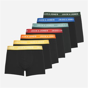 JACK & JONES Heren Vito Effen Set van 7 Boxer Trunks Zwart