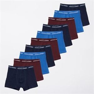 JACK & JONES Jongens Tien Pack Boxers Navy/Cobalt/Port
