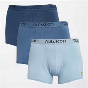 Lyle And Scott Vintage Heren Barclay Drie Pack Boxer Trunks Blue Horizon/Chambray Blue/Dark Denim