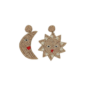 Boucles d'oreilles en perles Soleil et Lune - Le petit Souk