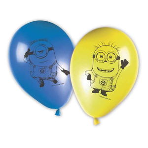 Minions Yellow &amp; Blue Latex Balloons 28cm / 11 in - Pack of 8