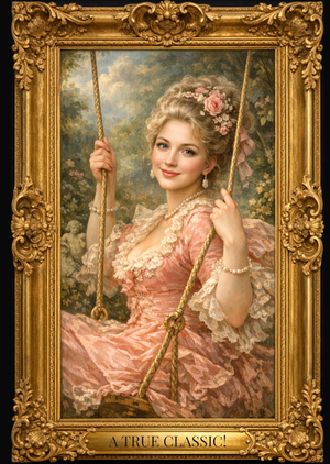 Traditional Painting Woman On A Swing Face Swap Birthday Card