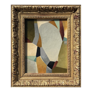 Contemporary Abstract Oil Painting in Vintage Gold Ornate Frame